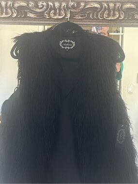 Ambiance Black Faux Fur Vest
